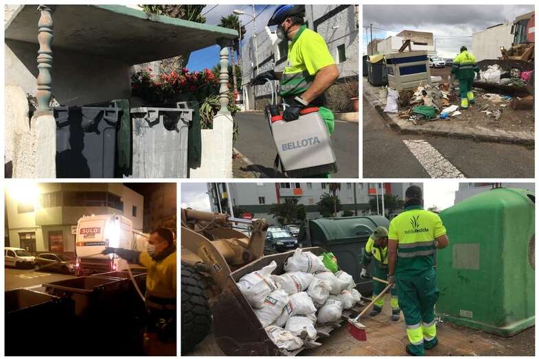 Labores de limpieza, desinfección y retirada de vertidos en Telde (Foto TA)